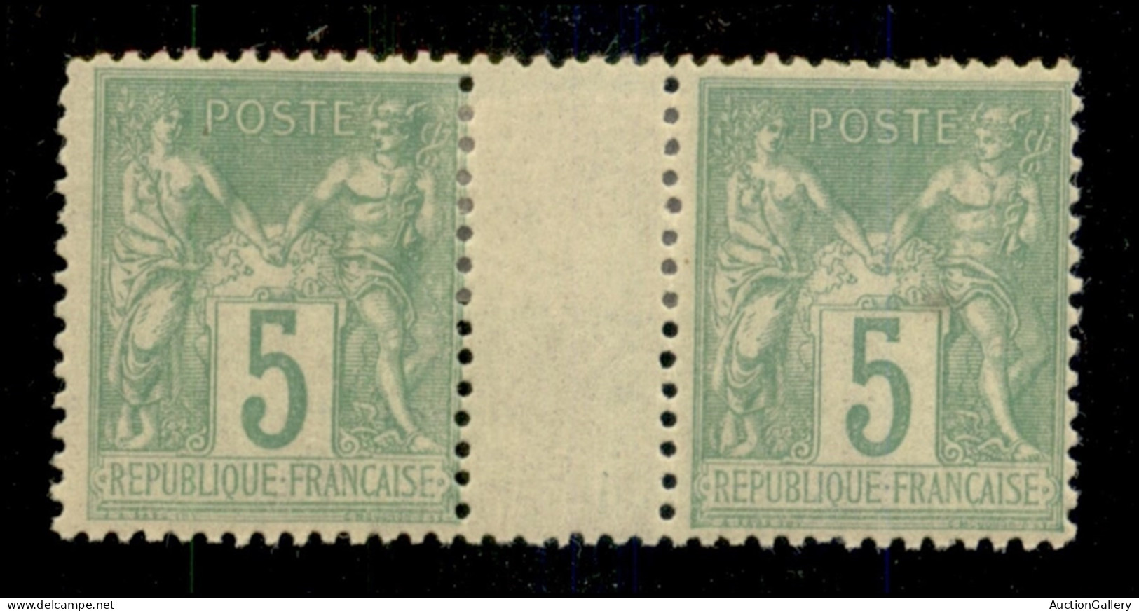 Europa - Francia - 1876/1881 – Coppia Del 5 Cent (Unif. 64) I Tipo Con Interspazio Di Foglio Nuovo Con Gomma - Autres & Non Classés