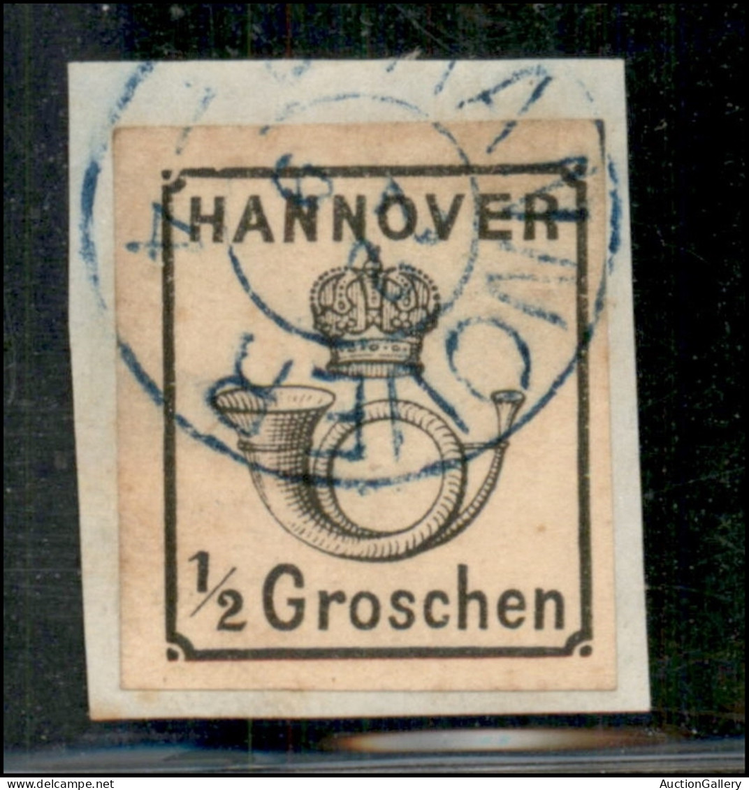 Europa - Germania - Hannover - 1860 - 1/2 Groschen Corno Di Posta (17) - Usato Su Frammento - Altri & Non Classificati