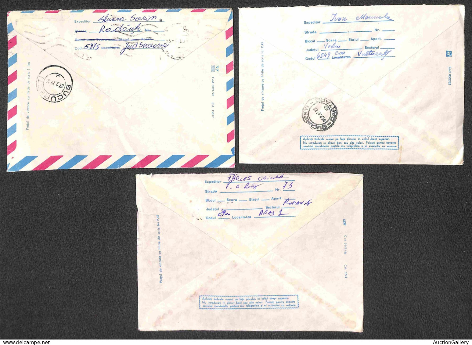 Europa - Romania - 1974/1986 - Aerogrammi postali (illustrati) - 12 usati (3 raccomandati) + 1 nuovo + 2 raccomandati pe