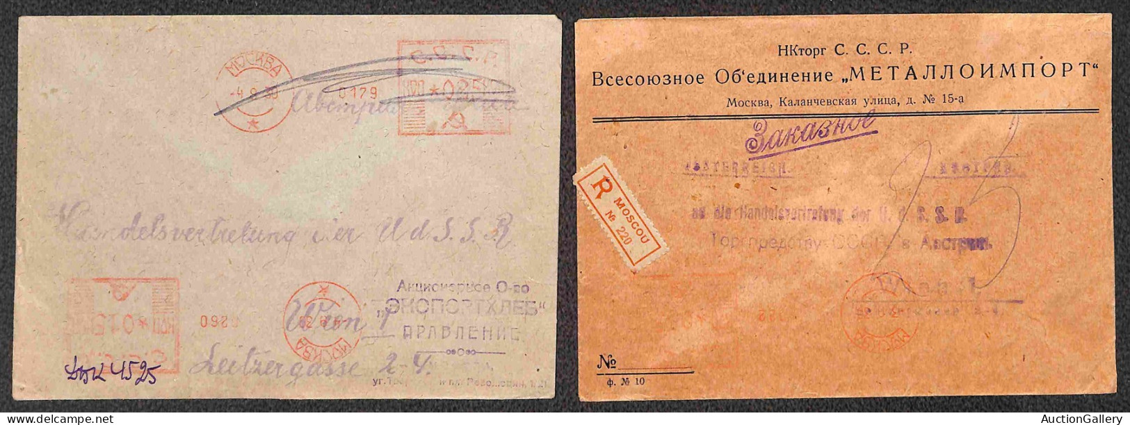 Oltremare - Russia - 1928/1936 - Tredici buste con affrancature meccaniche del periodo - sette per l'estero (Essen e Vie