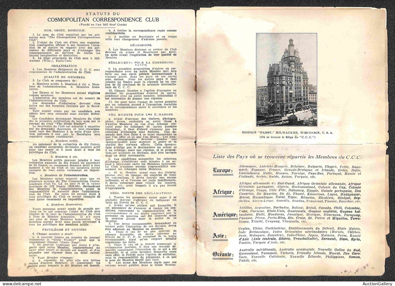 Oltremare - Stati Uniti D'America - 1908 - The Cosmopolitan Correspondence Club - Opuscolo Di 12 Pagine (+ Allegati) - Q - Andere & Zonder Classificatie