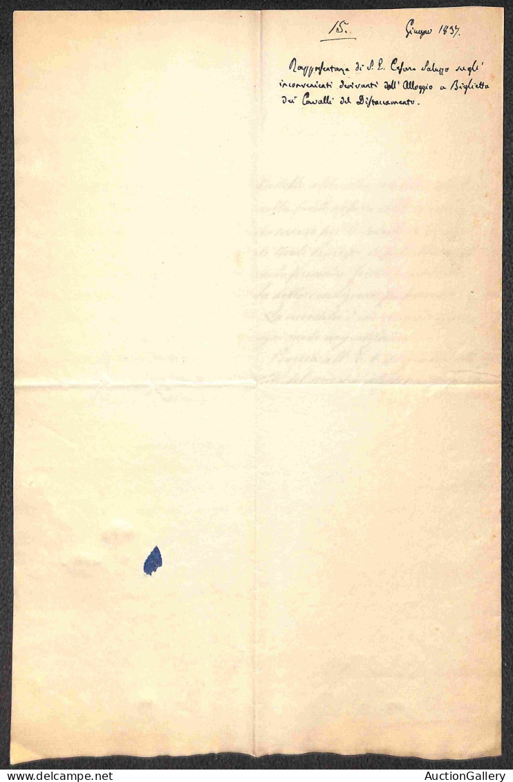 Prefilateliche&Documenti - Prefilateliche - 1837 - Tre Documenti Relativi Alla "Cavalleria" Del Regno Di Sardegna - Nota - Other & Unclassified