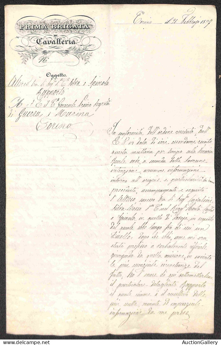 Prefilateliche&Documenti - Prefilateliche - 1837 - Tre documenti relativi alla "Cavalleria" del Regno di Sardegna - nota