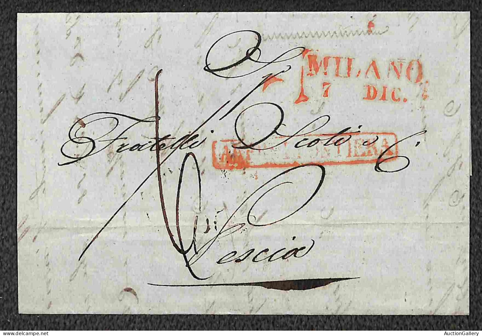 Prefilateliche&Documenti - Documenti - Milano + Affr. Frontiera (tutti In Rosso) - Due Lettere Per Pescia Del 1842 E 184 - Sonstige & Ohne Zuordnung