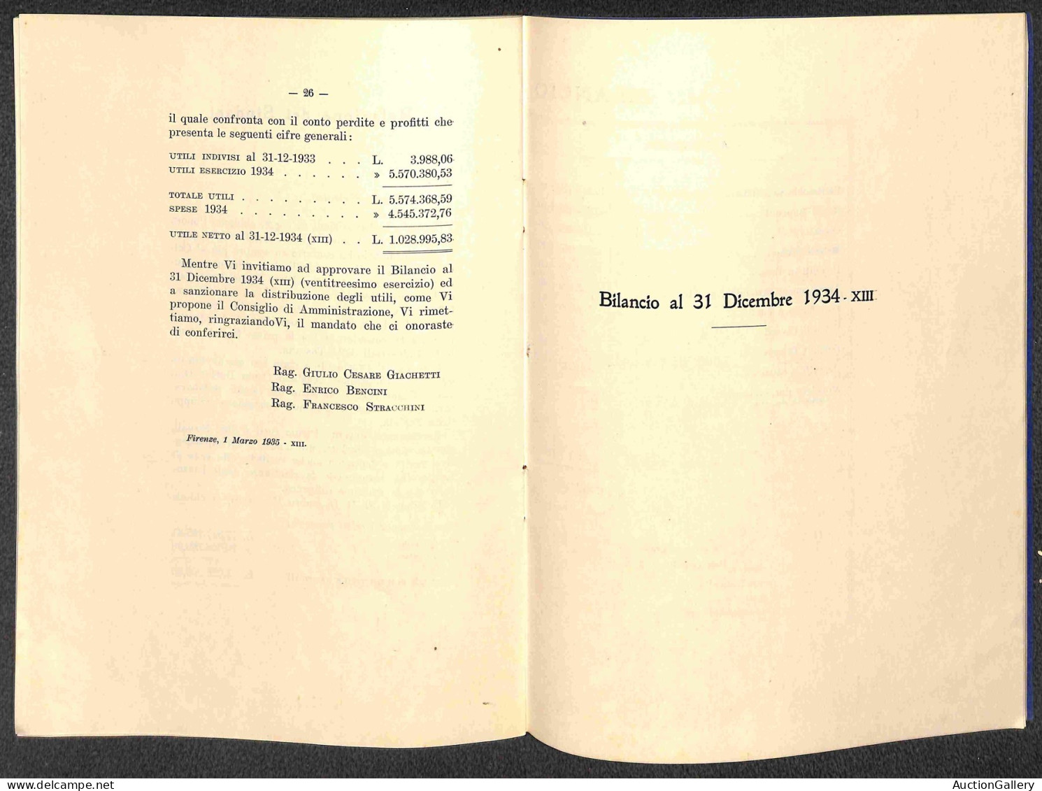 Prefilateliche&Documenti - Documenti - Società Boracifera Di Larderello - Bilancio 31 Dicembre 1934 - Opuscolo Copertina - Other & Unclassified