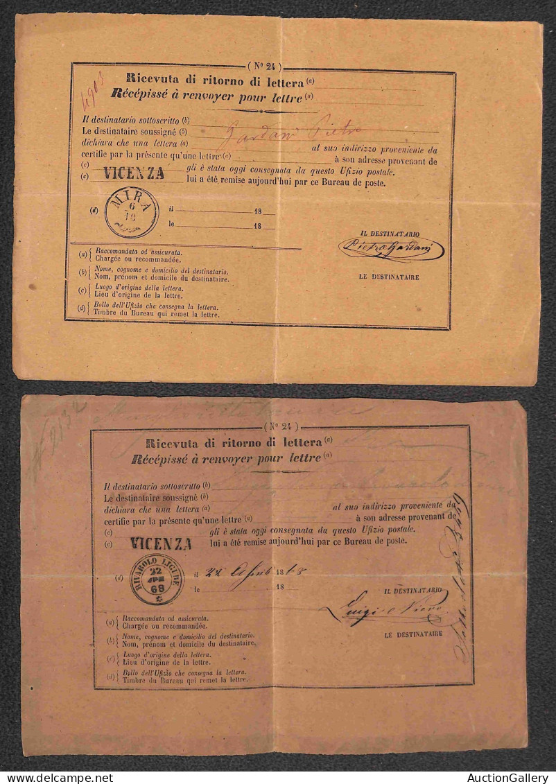 Lotti&Collezioni - Area Italiana - REGNO - 1868/1925 - Lotto Di 6 Ricevute Di Ritorno Affrancate Con Valori Del Periodo - Other & Unclassified