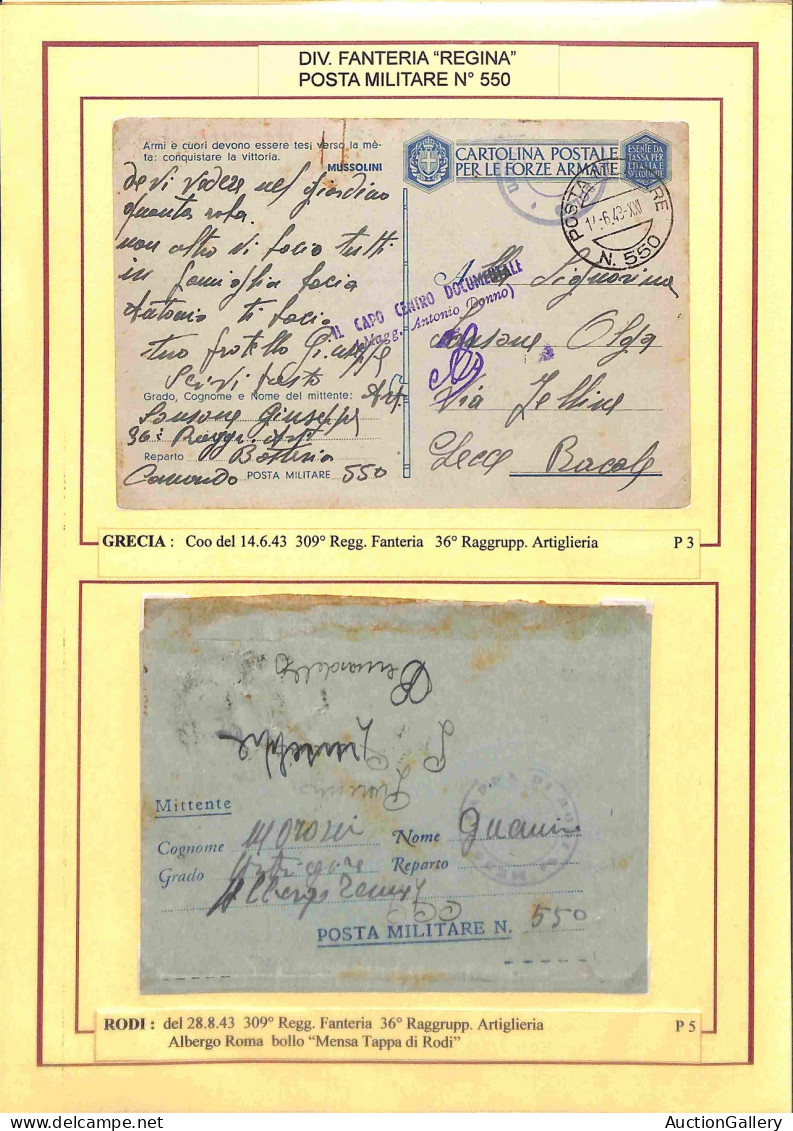 Lotti&Collezioni - Area Italiana - POSTA MILITARE - 1941/1943 - Posta Militare 550 - 11 Lettere E Franchigie Del Periodo - Sonstige & Ohne Zuordnung