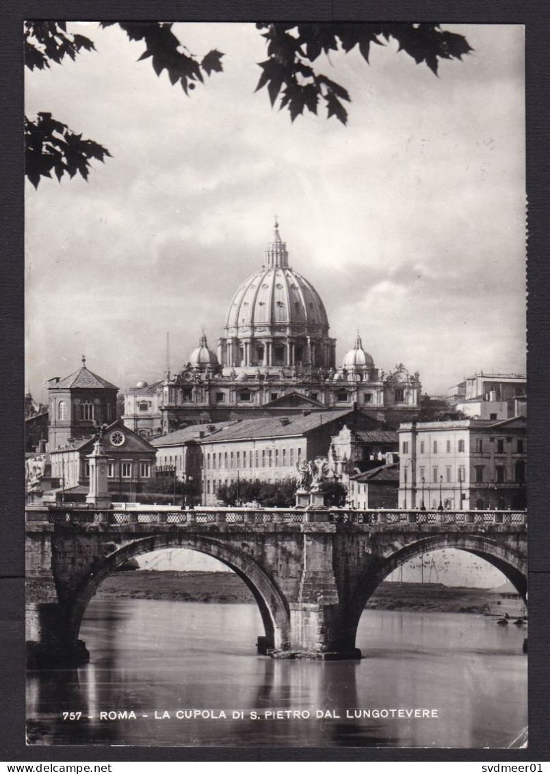 Vatican: Picture Postcard To Netherlands, 1960, 3 Stamps, Country Mix Italy, Card: Architecture, Religion (minor Damage) - Brieven En Documenten