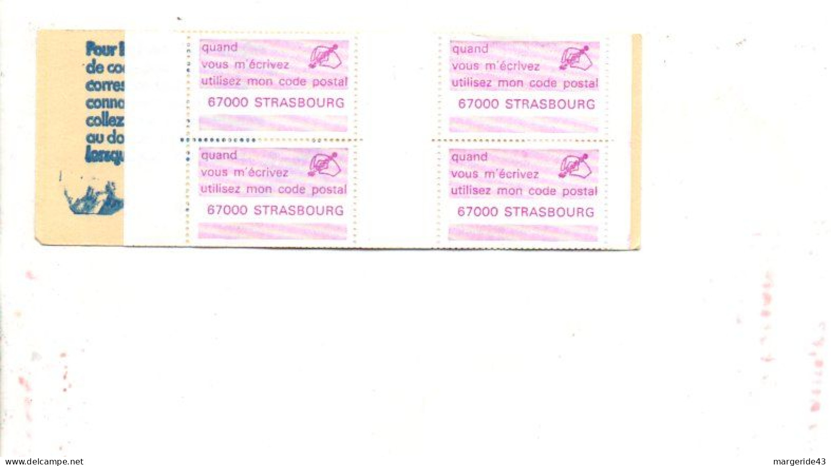 CARNET CODE POSTAL - 67000 STRASBOURG LILAS - Blocks & Sheetlets & Booklets