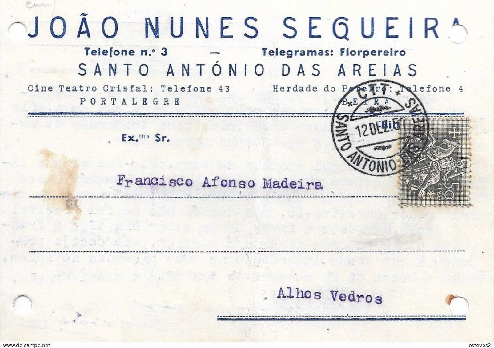 Portugal , 1957 , JOÃO NUNES SEQUEIRA , Santo António Das Areias , Marvão , Commercial Postcard - Portugal