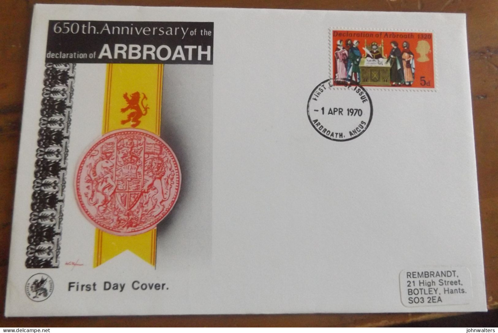 650 Th Anniversary Arbroath Great Britain Wessex First Day Cover Postmarked 1 Apr 1970 First Day Of Issue Arbroath Angus - 1952-1971 Em. Prédécimales