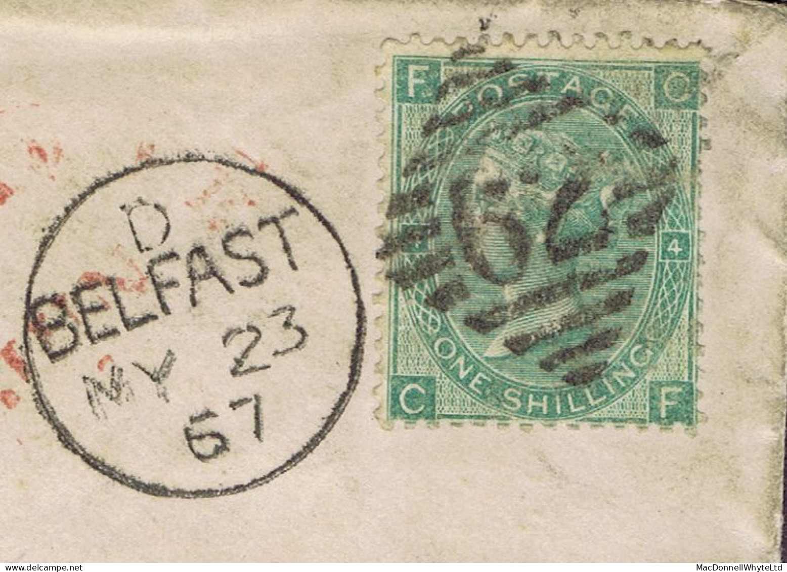 Ireland Belfast Transatlantic 1865 Emblems 1s Plate 4 On Cover BELFAST/62 To Philadelphia With Bank Draft - Postal Stationery