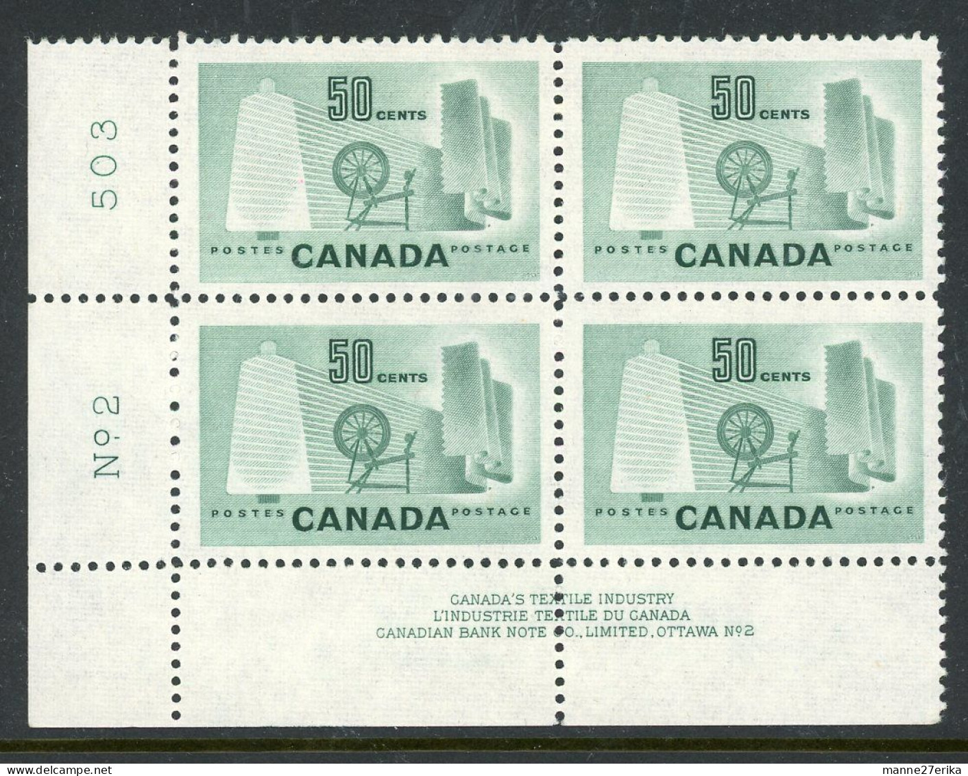 Canada MNH 1953 "Textile Industry" - Neufs
