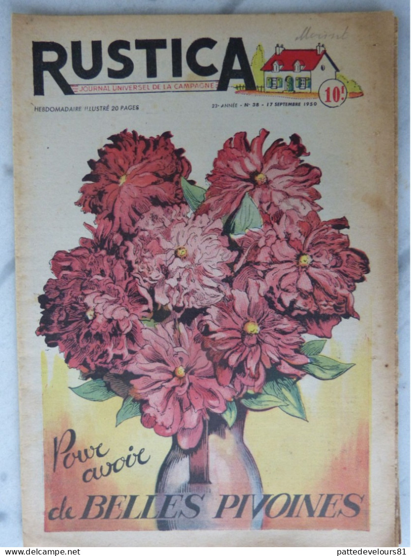 RUSTICA 1950 Pour Avoir De Belles Pivoines Chasse Faire Sécher La Poudre Garde-chasse Pêche Barbillons - Jardinería