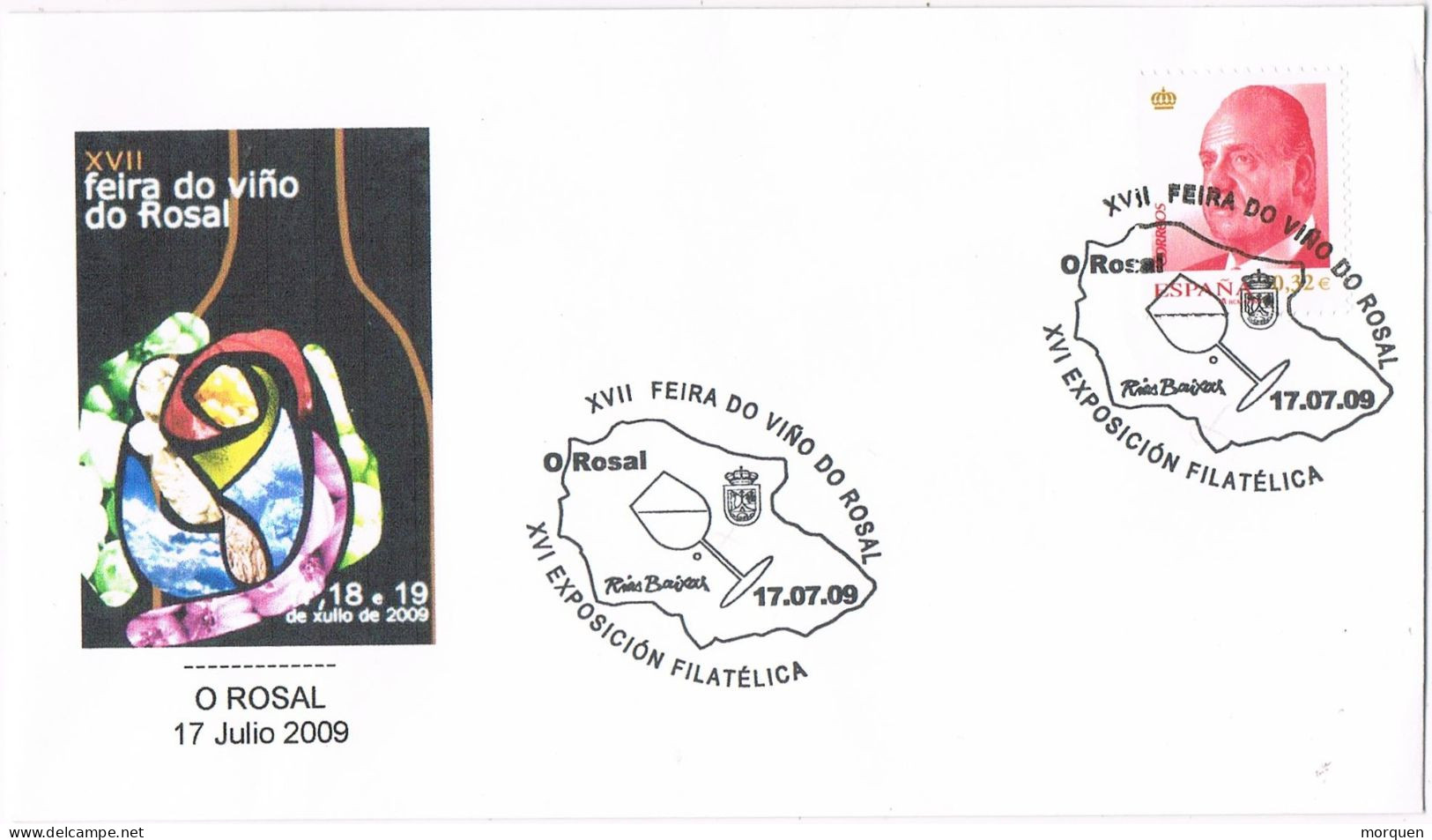 52421. Carta  O ROSAL (Pontevedra) 2009. Feria Del VINO, Wein. Viño Do Rosal Rias Baixas - Storia Postale