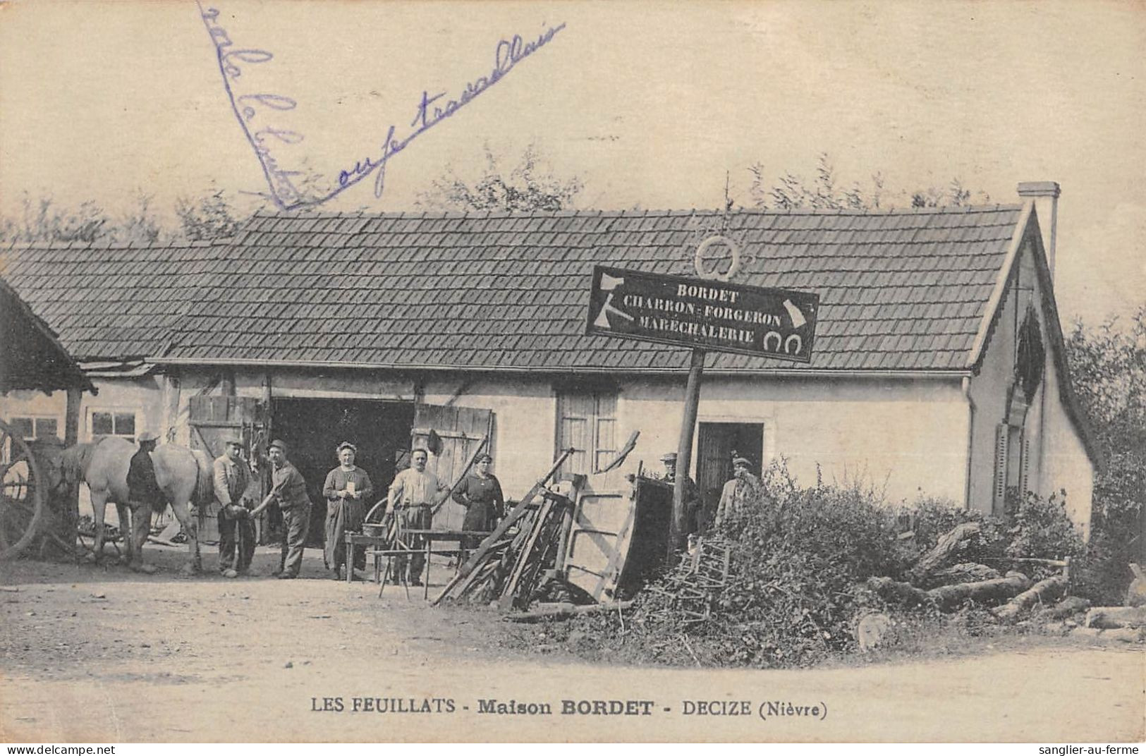 CPA 58 LES FEUILLATS / MAISON BORDET / DECIZE / CHARRON / FORGERON / MARECHALERIE / Rare - Autres & Non Classés