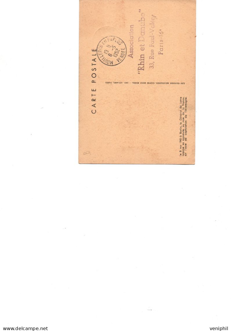 CARTE PREMIER JOUR MARECHAL DE LATTRE DE TASSIGNY- N°920- OBLIT CAD MOUILLERON EN PAREDS  VENDEE-8-5-1952  - COTE :125 € - 1950-1959