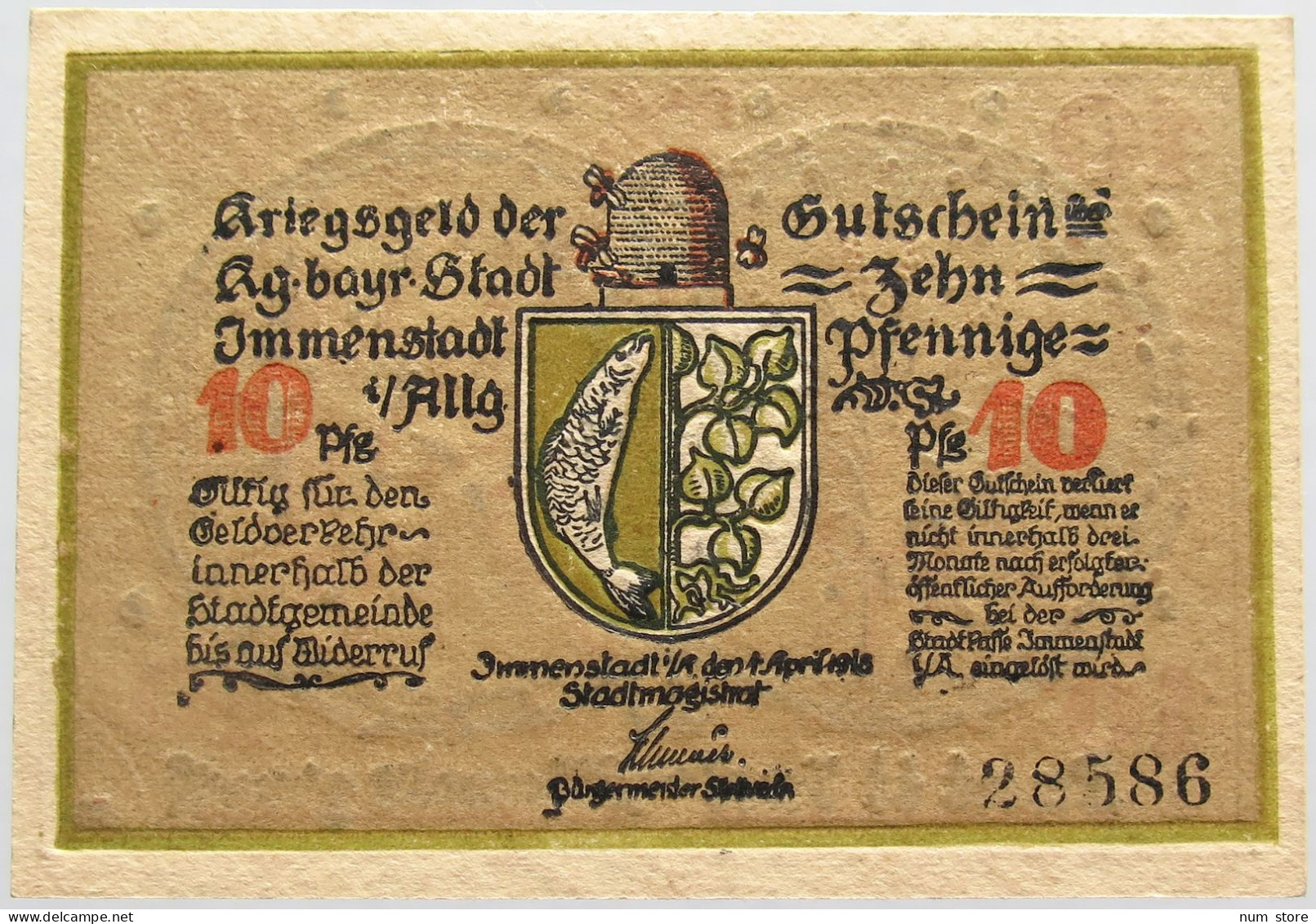 GERMANY 10 PFENNIG IMMENSTADT 1918 #alb003 0387 - Sonstige & Ohne Zuordnung