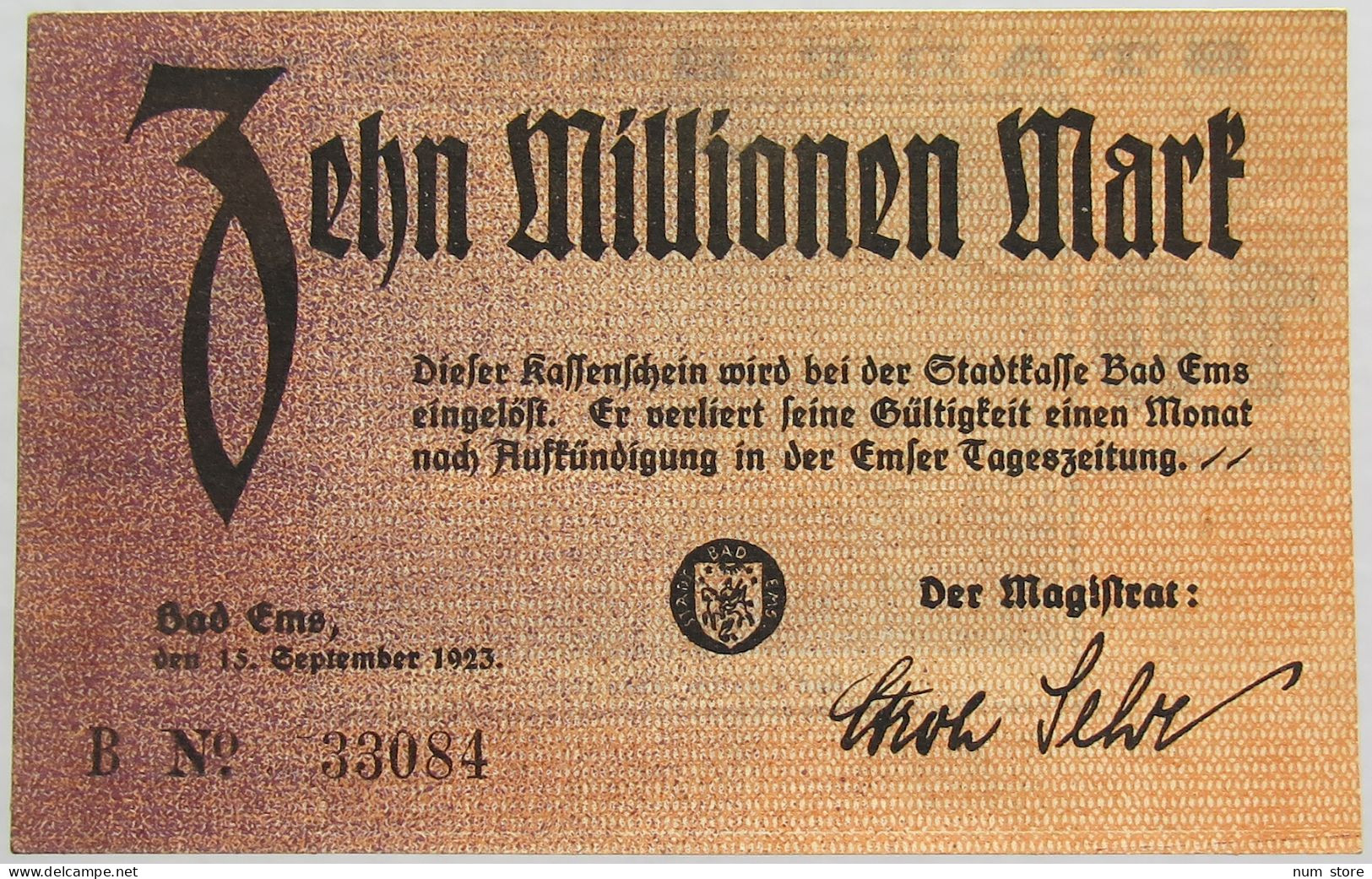 GERMANY 10 MILLIONEN MARK 1923 EMS #alb019 0015 - 10 Miljoen Mark
