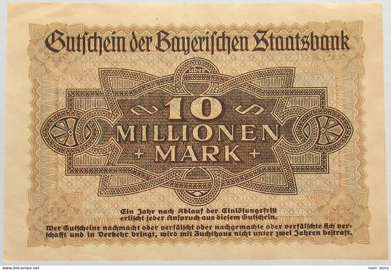 GERMANY 10 MILLIONEN MARK 1923 BAYERN #alb008 0089 - 10 Millionen Mark