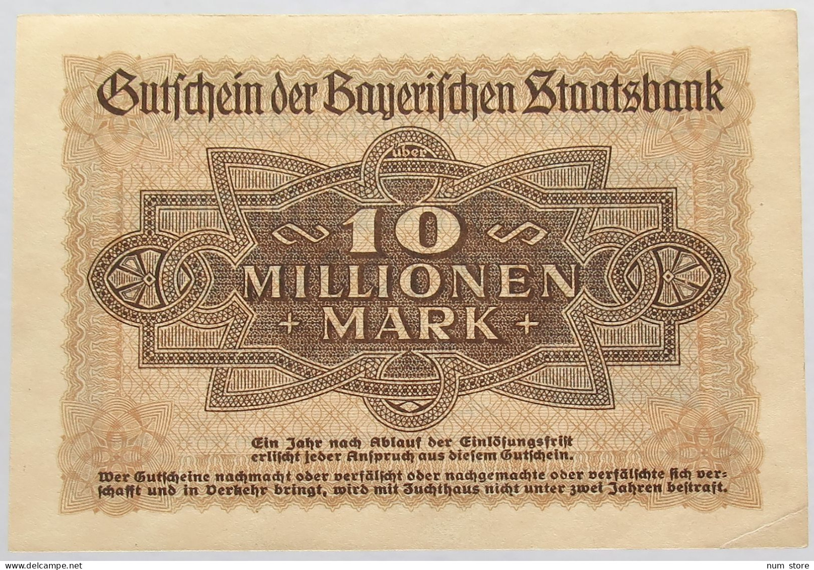 GERMANY 10 MILLIONEN MARK 1923 BAYERN #alb008 0093 - 10 Miljoen Mark