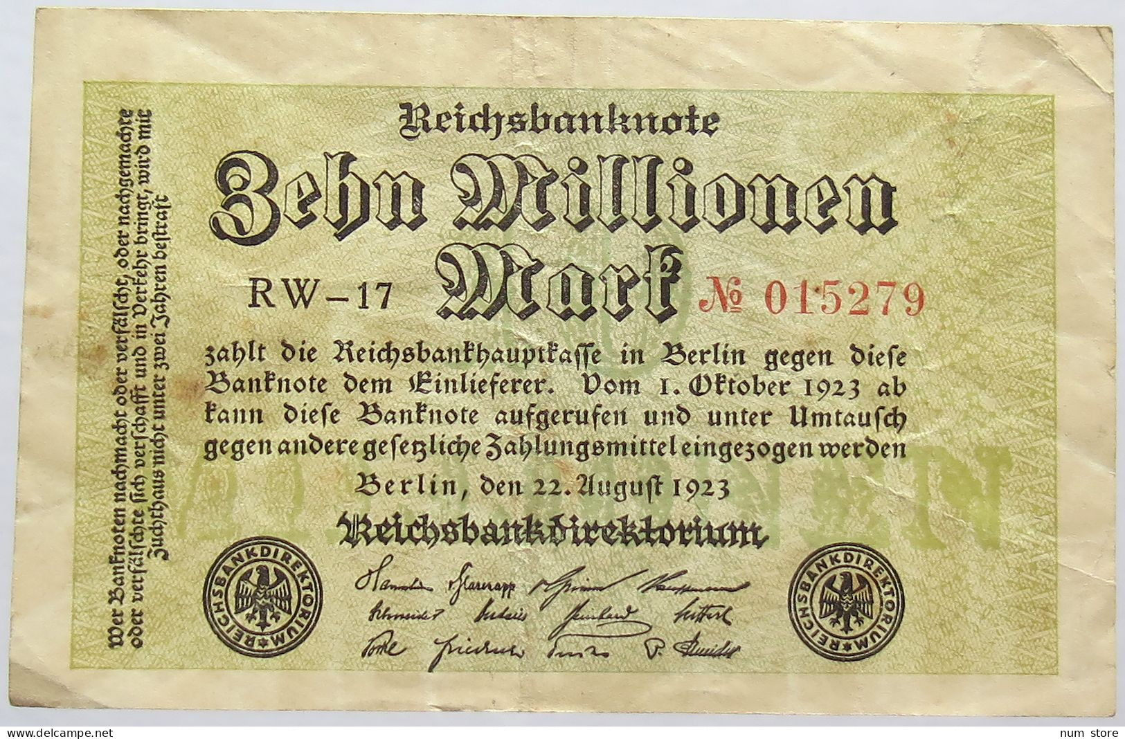 GERMANY 10 MILLIONEN MARK 1923 #alb066 0095 - 10 Miljoen Mark