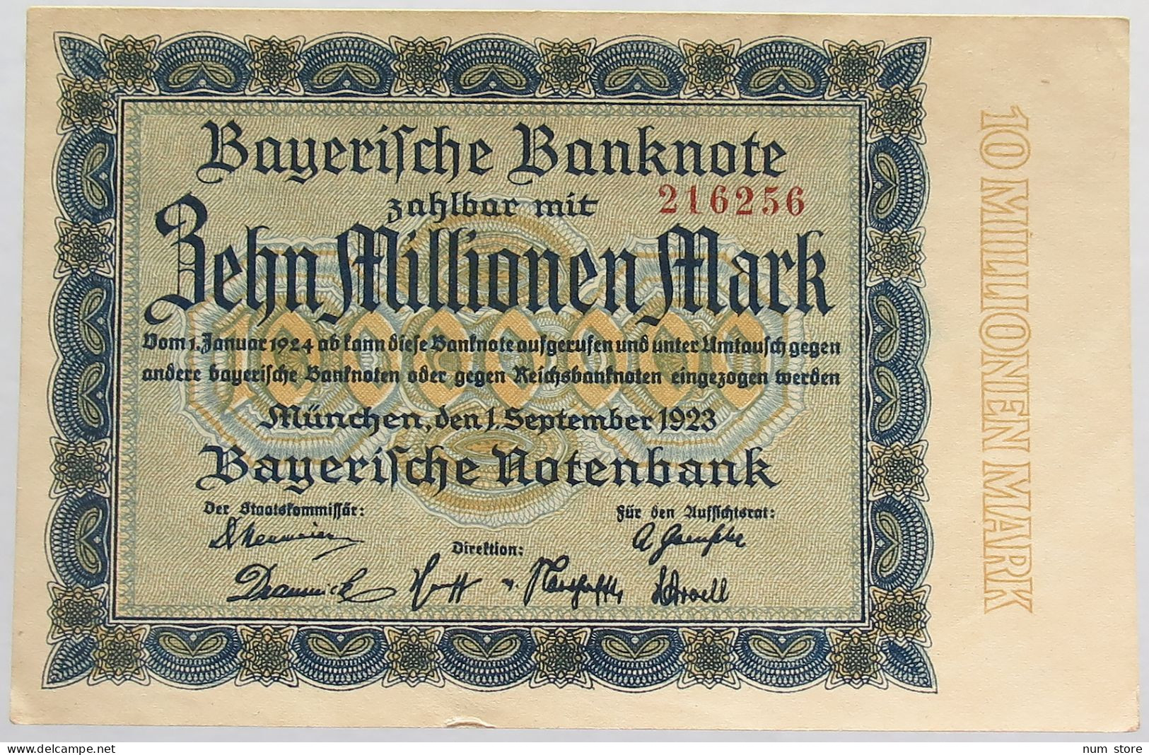GERMANY 10 MILLIONEN MARK 1923 BAYERN #alb008 0027 - 10 Millionen Mark