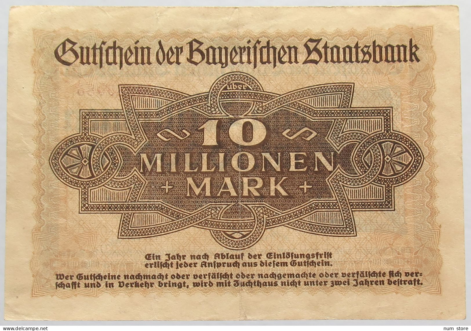 GERMANY 10 MILLIONEN MARK 1923 BAYERN #alb008 0085 - 10 Mio. Mark