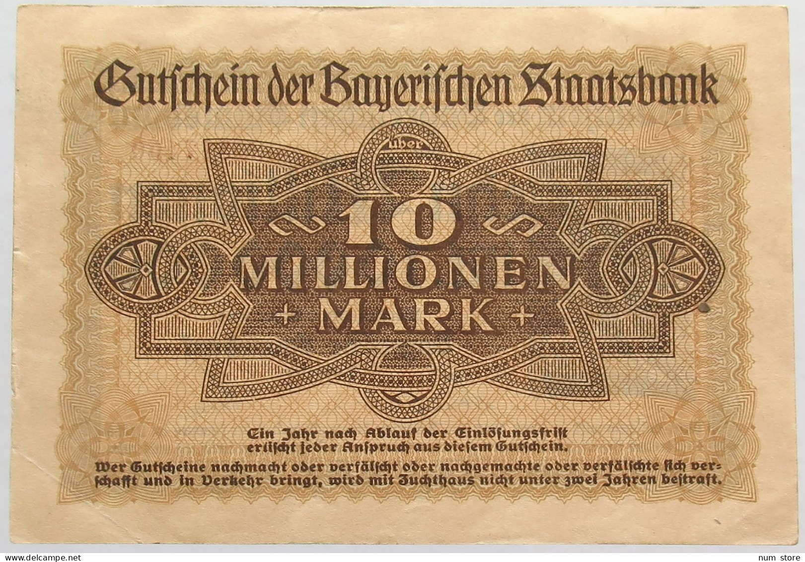 GERMANY 10 MILLIONEN MARK 1923 BAYERN #alb008 0091 - 10 Miljoen Mark