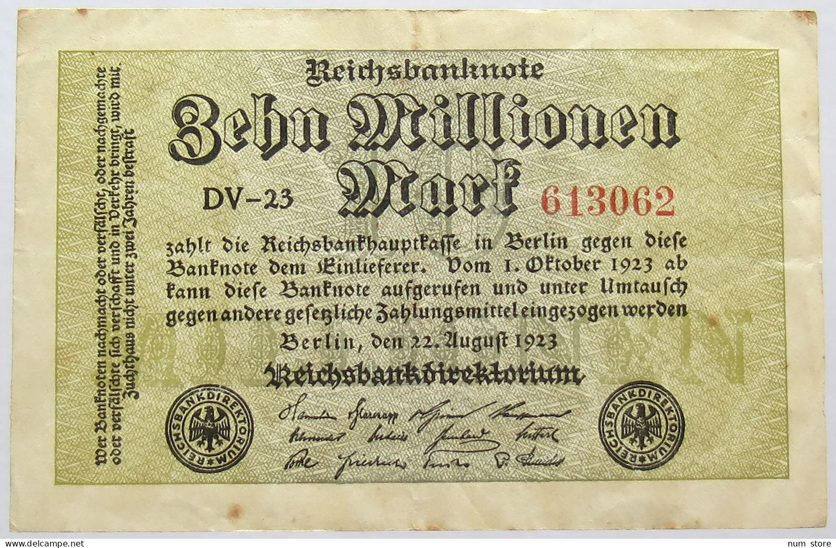 GERMANY 10 MILLIONEN MARK 1923 #alb066 0093 - 10 Miljoen Mark