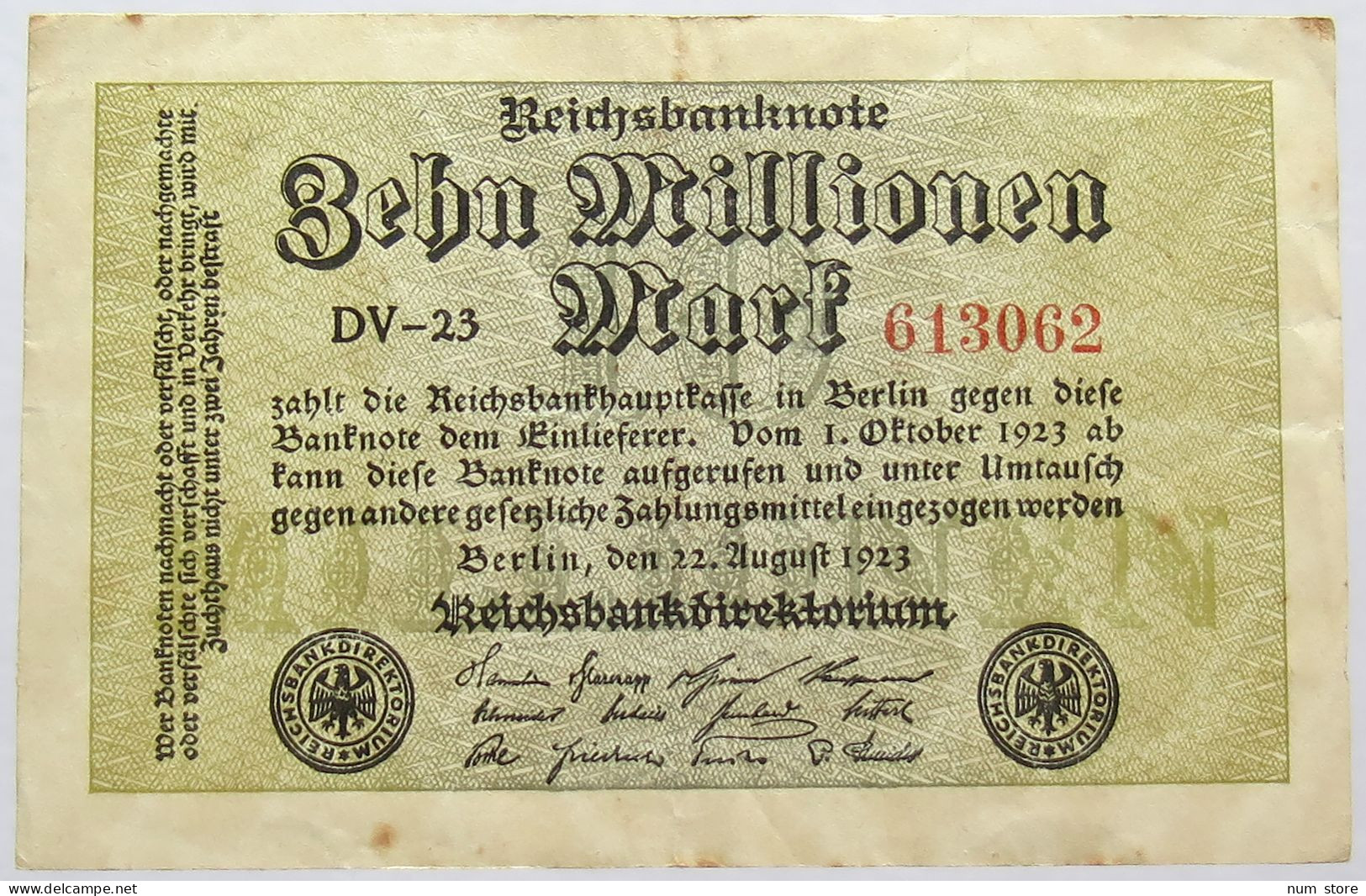 GERMANY 10 MILLIONEN MARK 1923 #alb066 0093 - 10 Mio. Mark