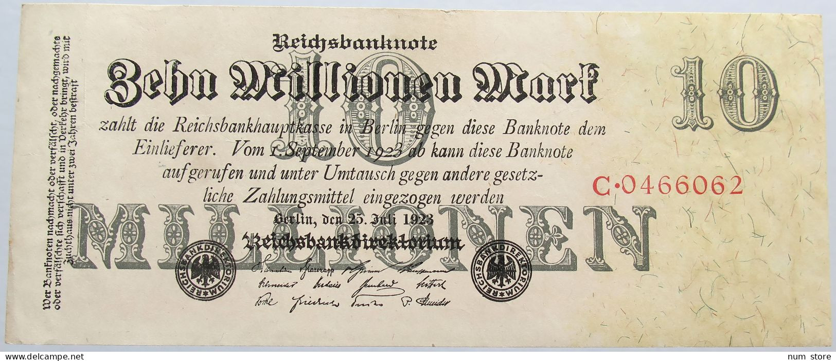 GERMANY 10 MILLIONEN MARK 1923 #alb004 0497 - 10 Miljoen Mark