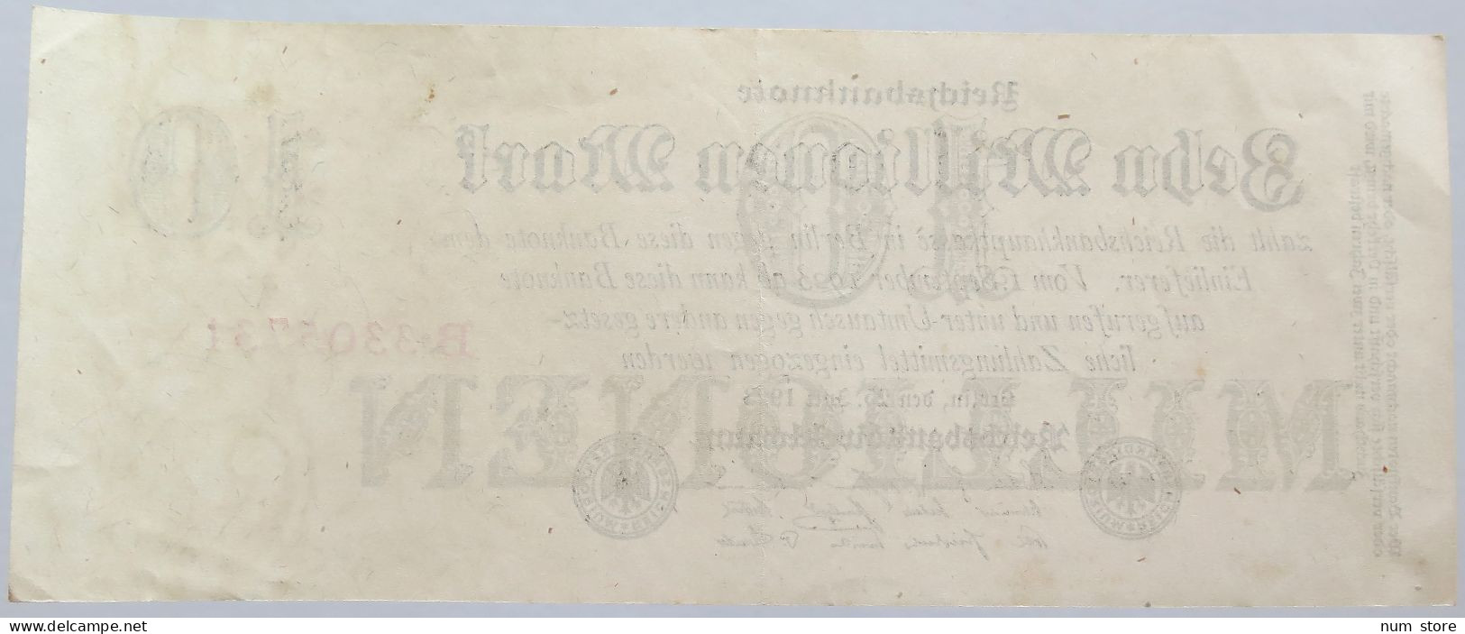 GERMANY 10 MILLIONEN MARK 1923 #alb004 0209 - 10 Mio. Mark