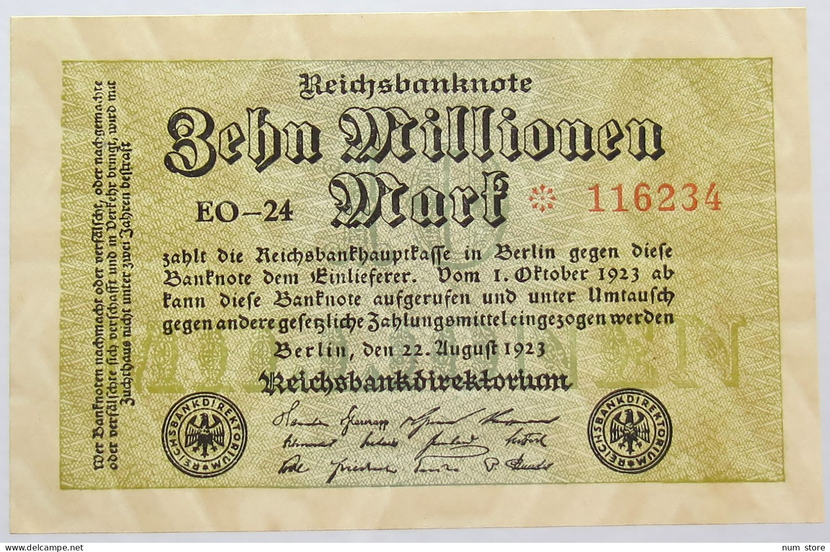 GERMANY 10 MILLIONEN MARK 1923 #alb066 0097 - 10 Millionen Mark