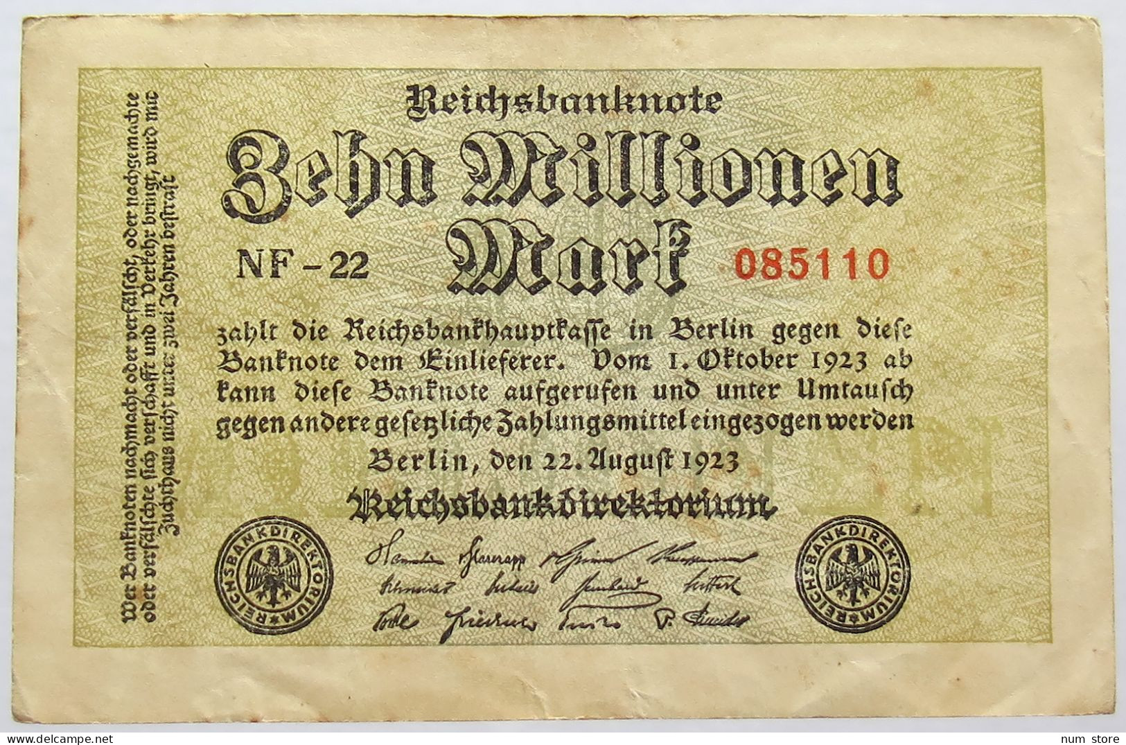 GERMANY 10 MILLIONEN MARK 1923 #alb066 0091 - 10 Millionen Mark