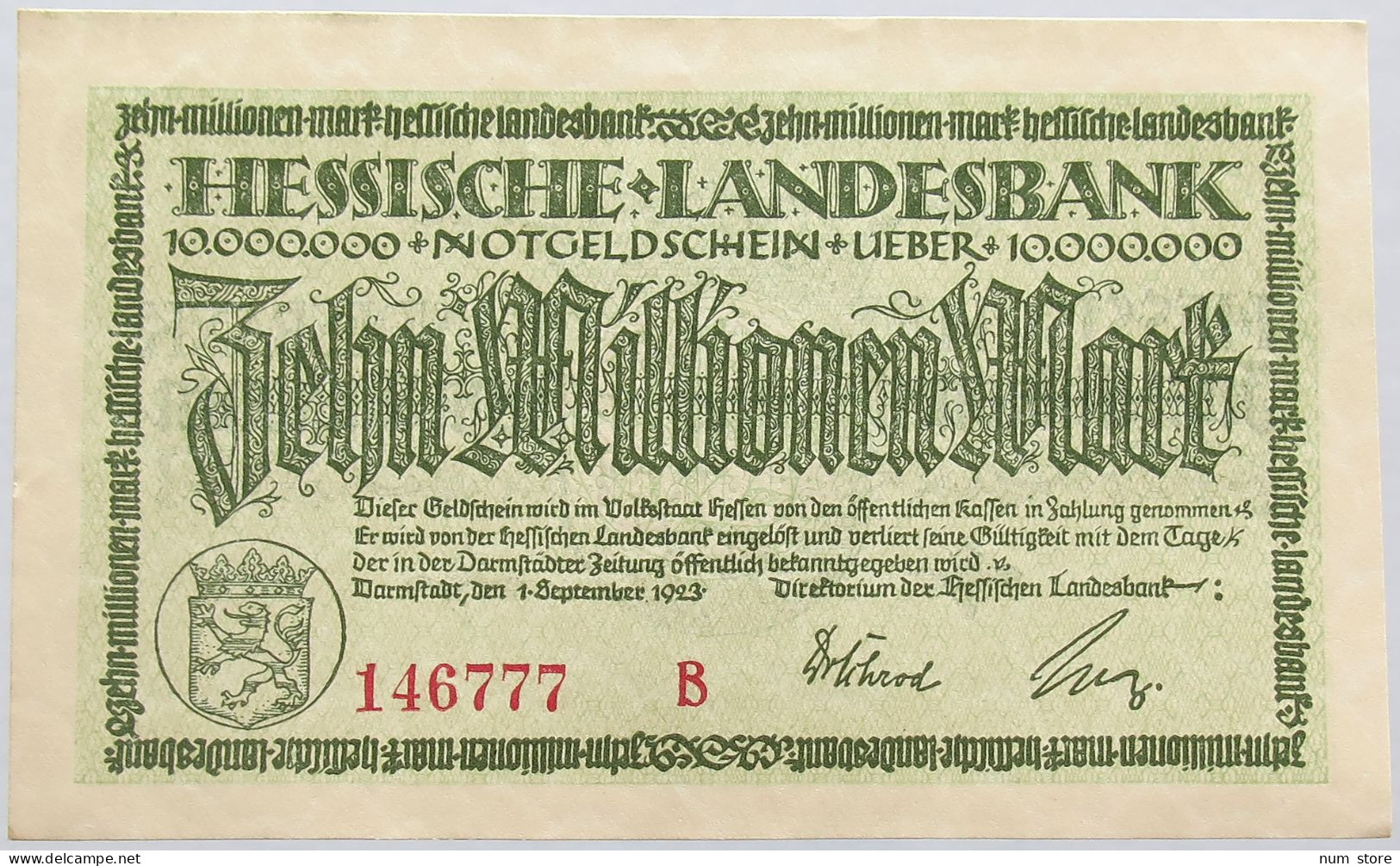 GERMANY 10 MILLIONEN 1923 HESSEN #alb004 0181 - 10 Mio. Mark