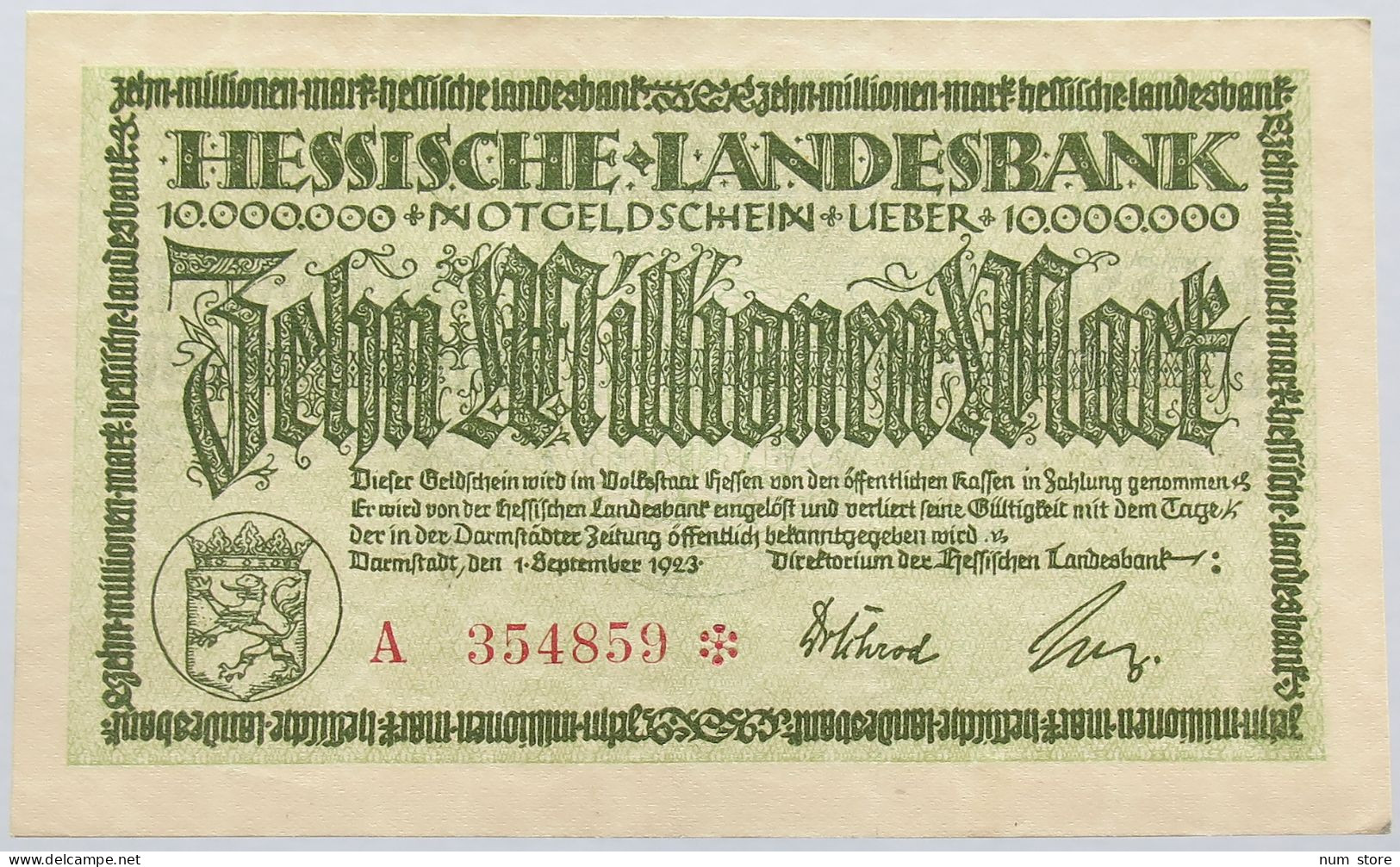 GERMANY 10 MILLIONEN 1923 HESSEN #alb004 0175 - 10 Mio. Mark