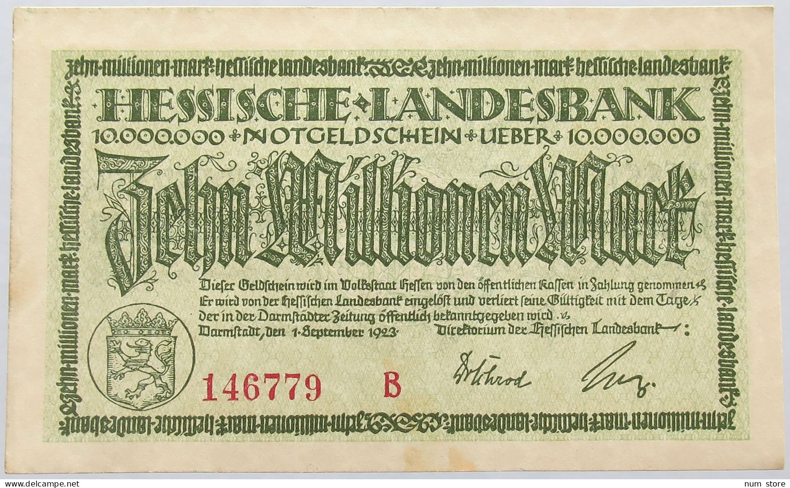 GERMANY 10 MILLIONEN 1923 HESSEN #alb004 0177 - 10 Mio. Mark