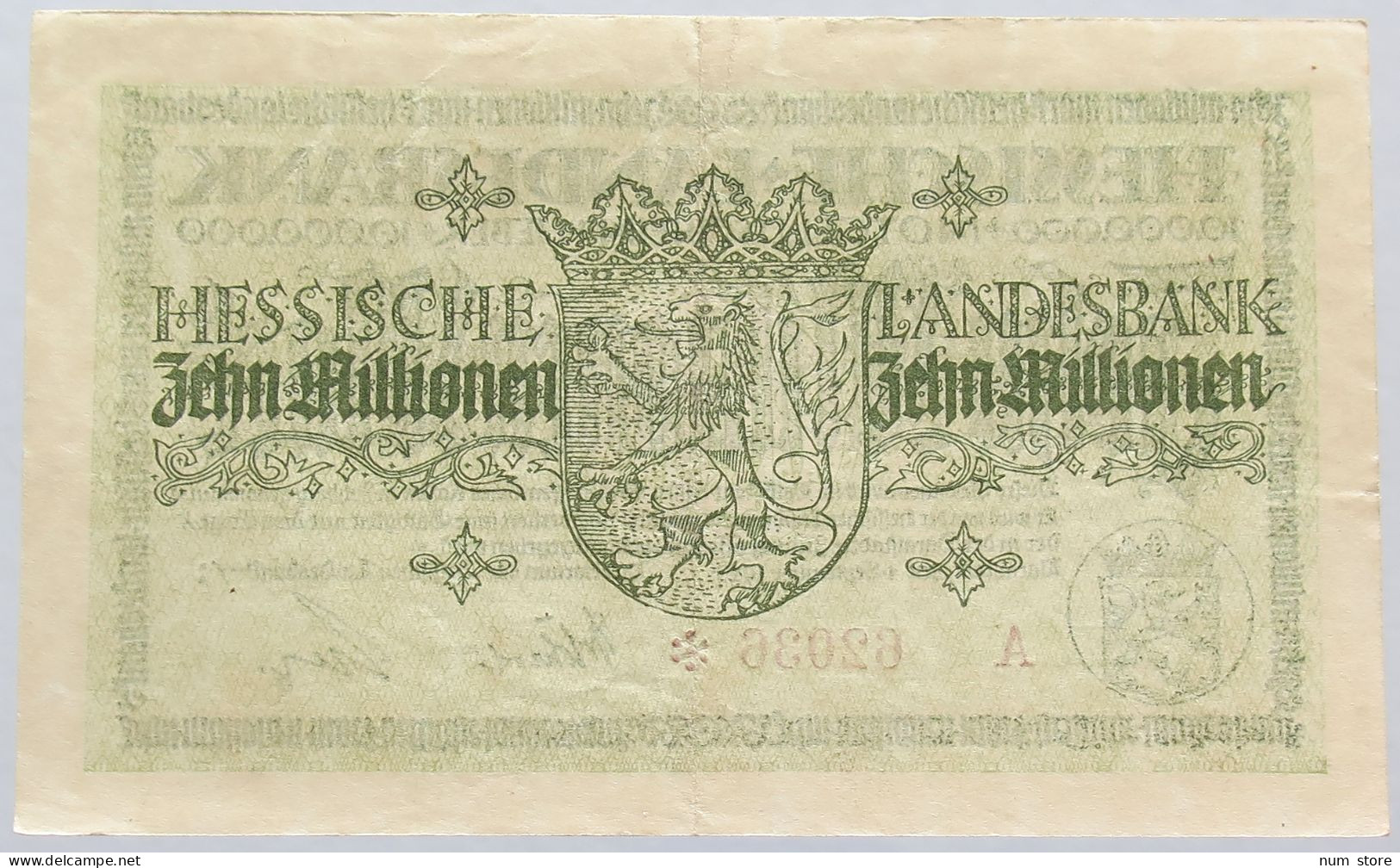 GERMANY 10 MILLIONEN 1923 HESSEN #alb004 0171 - 10 Millionen Mark