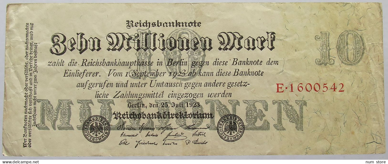 GERMANY 10 MILLION MARK 1923 #alb067 0065 - 10 Millionen Mark