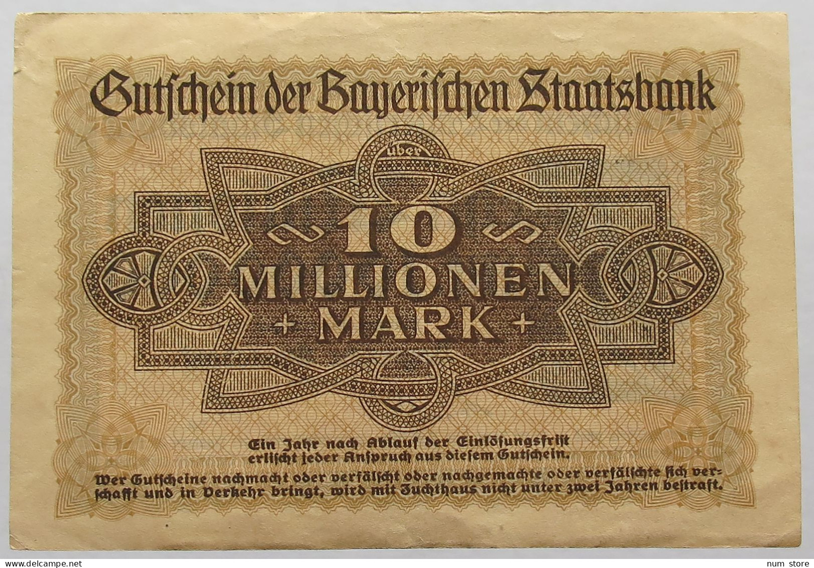 GERMANY 10 MILLIONEN 1923 BAVARIA #alb067 0067 - 10 Mio. Mark