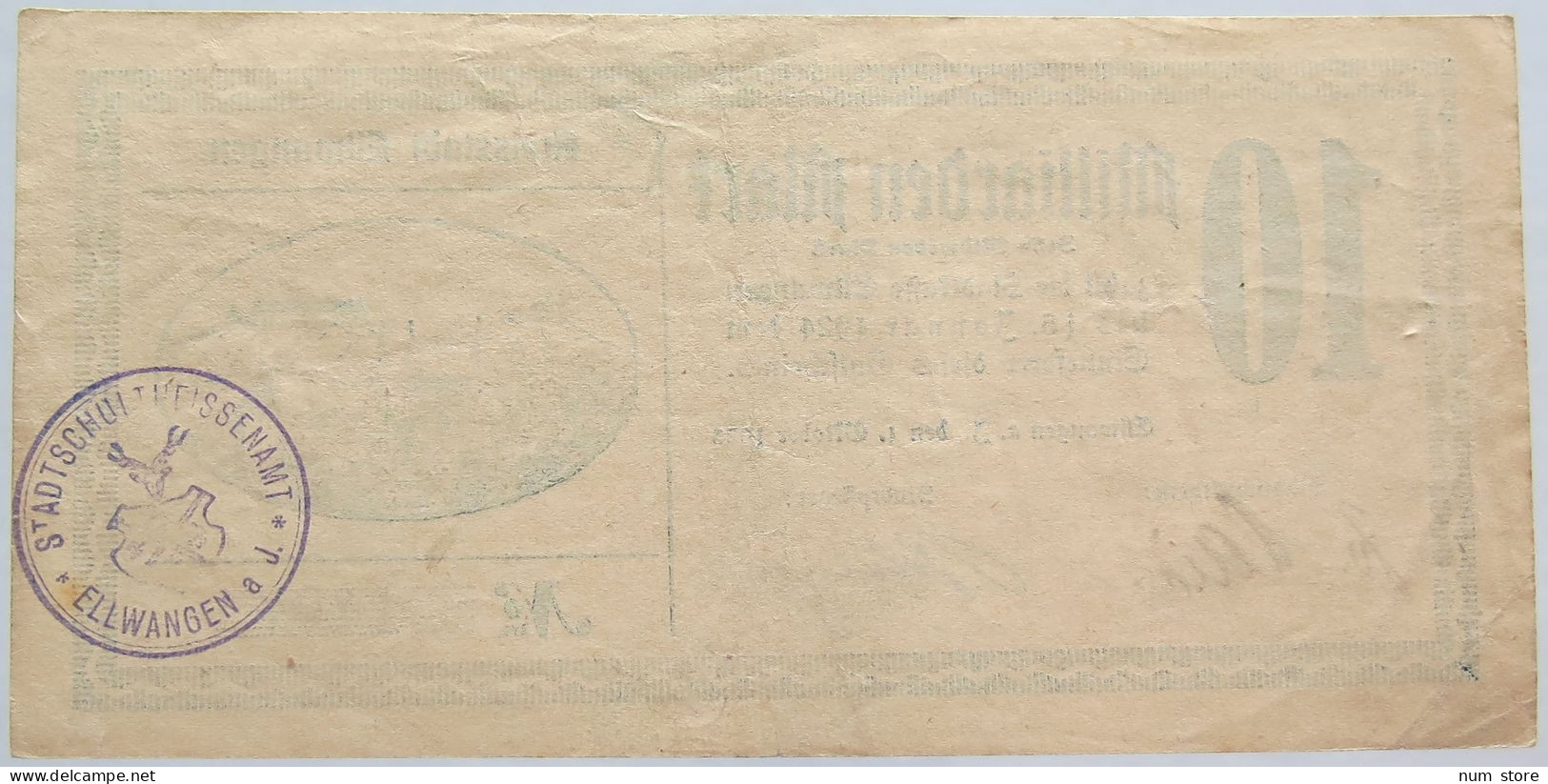 GERMANY 10 MILLIARDEN MARK 1923 ELLWANGEN #alb002 0279 - 10 Miljard Mark