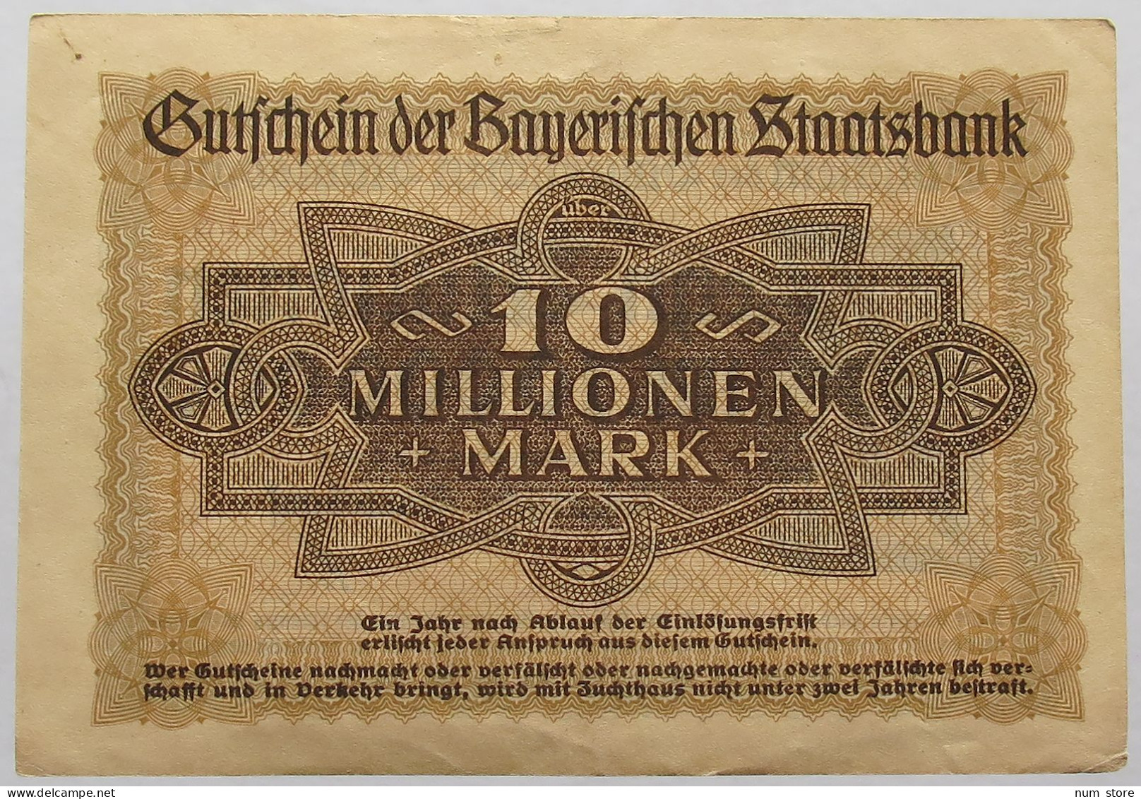 GERMANY 10 MILLIONEN 1923 BAVARIA #alb067 0069 - 10 Miljoen Mark