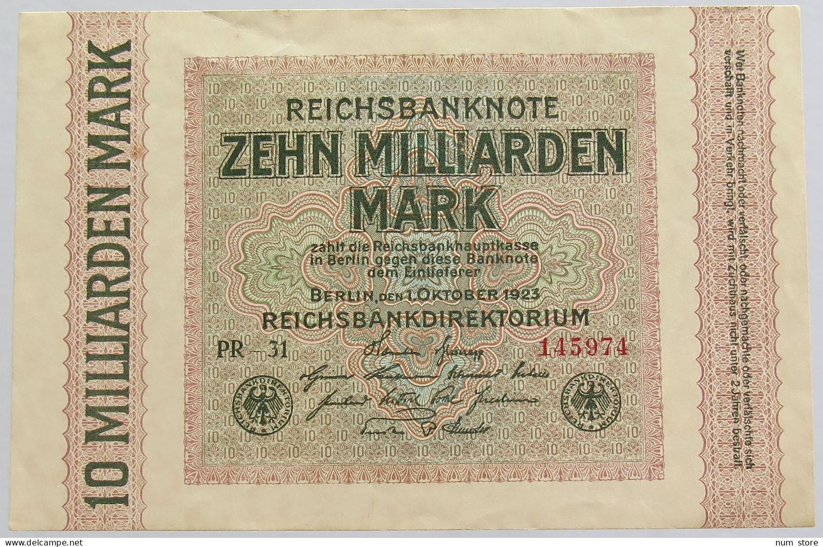 GERMANY 10 MILLIARDEN 1923 BERLIN 114C #alb012 0127 - 10 Milliarden Mark