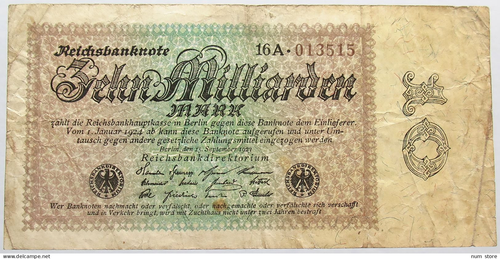 GERMANY 10 MILLIARDEN 1923 #alb013 0205 - 10 Milliarden Mark