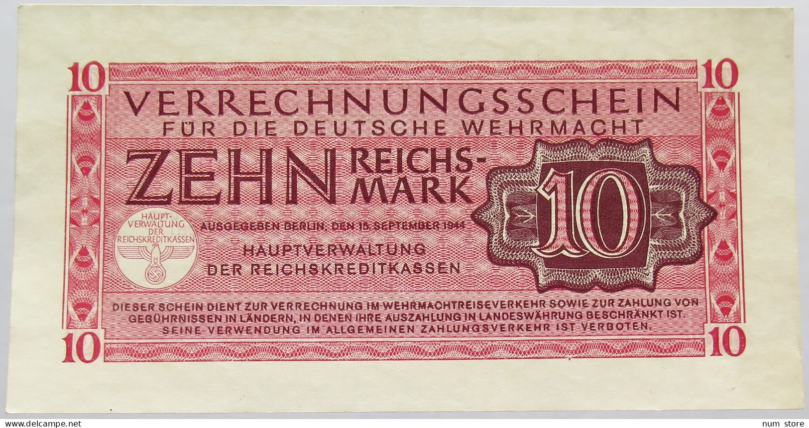 GERMANY 10 MARK 1944 #alb015 0193 - 10 Reichsmark