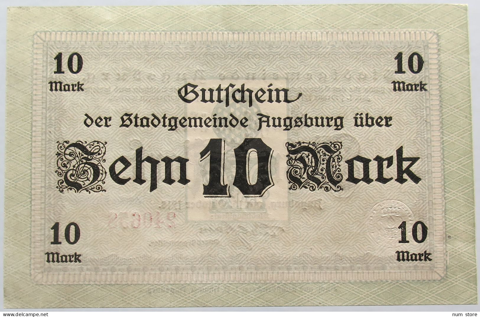 GERMANY 10 MARK AUGSBURG TOP 1918 #alb003 0491 - 10 Mark