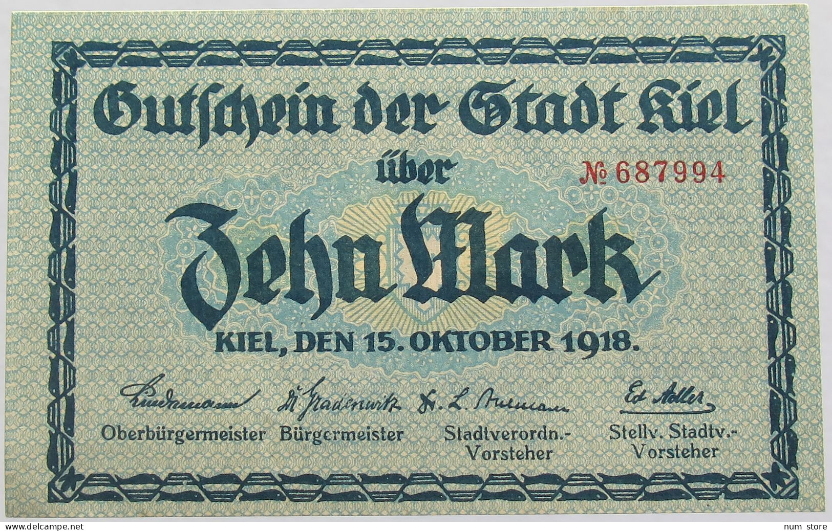 GERMANY 10 MARK 1918 KIEL #alb010 0133 - 10 Mark