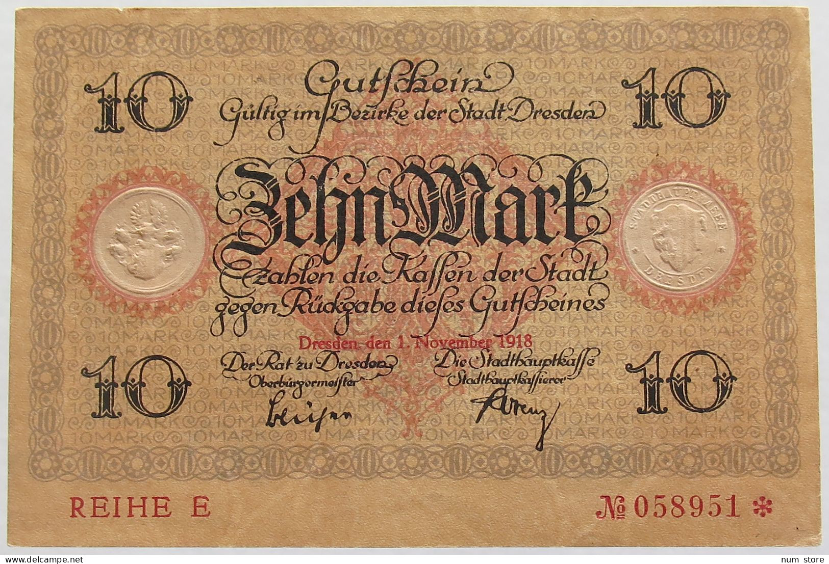 GERMANY 10 MARK 1918 DRESDEN #alb010 0161 - 10 Mark