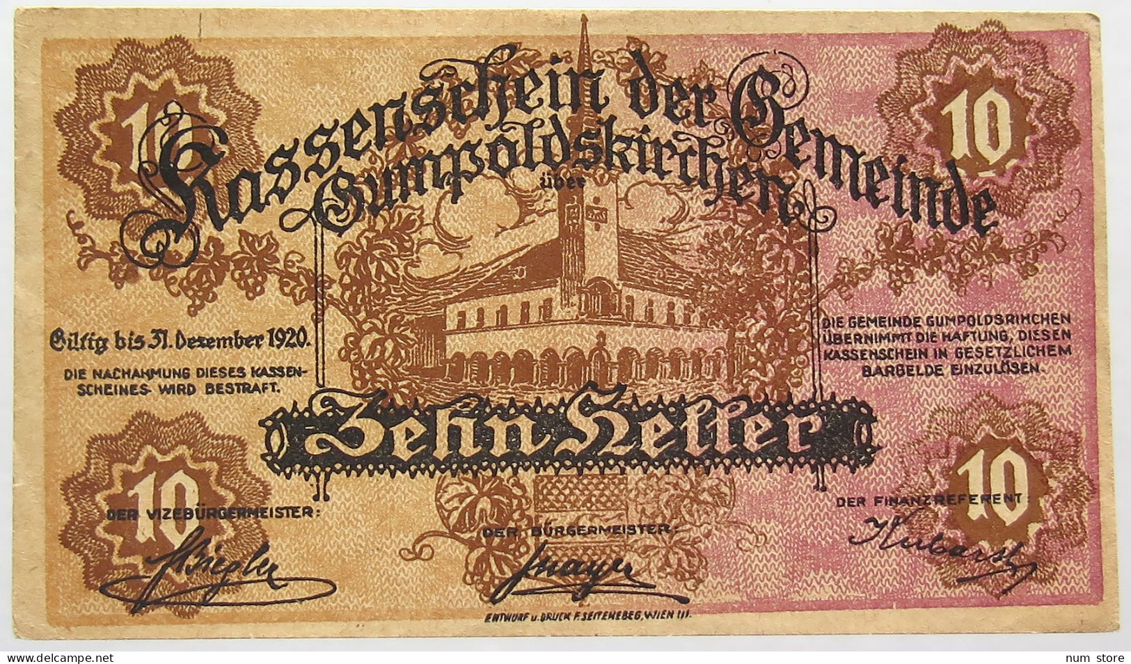 GERMANY 10 HELLER GUMPOLDSKIRCHEN 1920 #alb066 0081 - 10 Mark